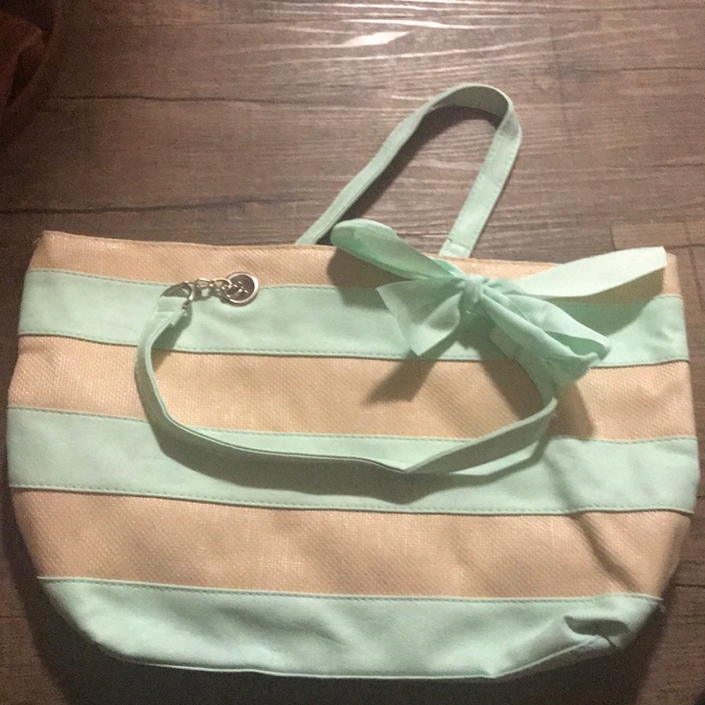 NWOT Mint and tan tote bag